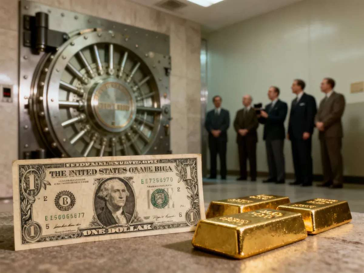 Dolary i złoto symbolizujące koniec systemu Bretton Woods