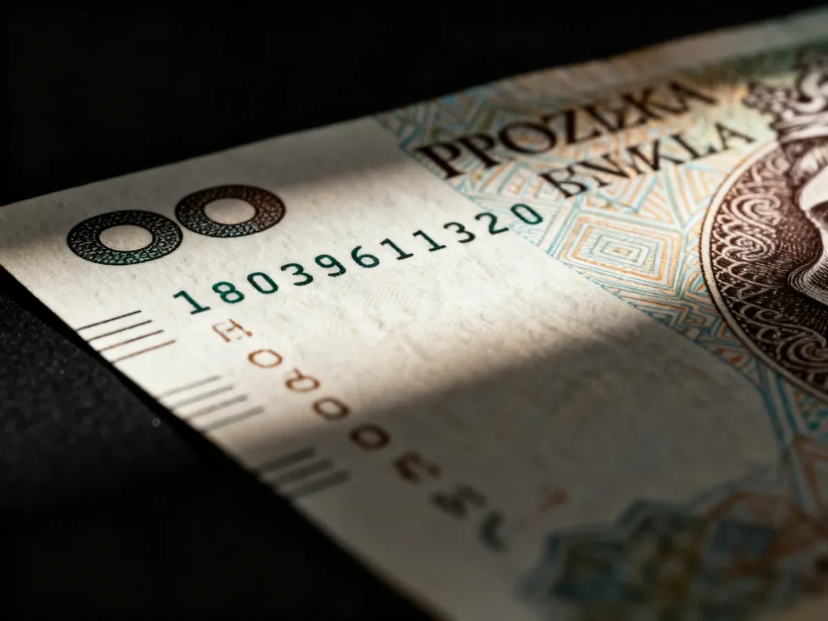 Zbliżenie banknotu z widoczną serią i numerem seryjnym