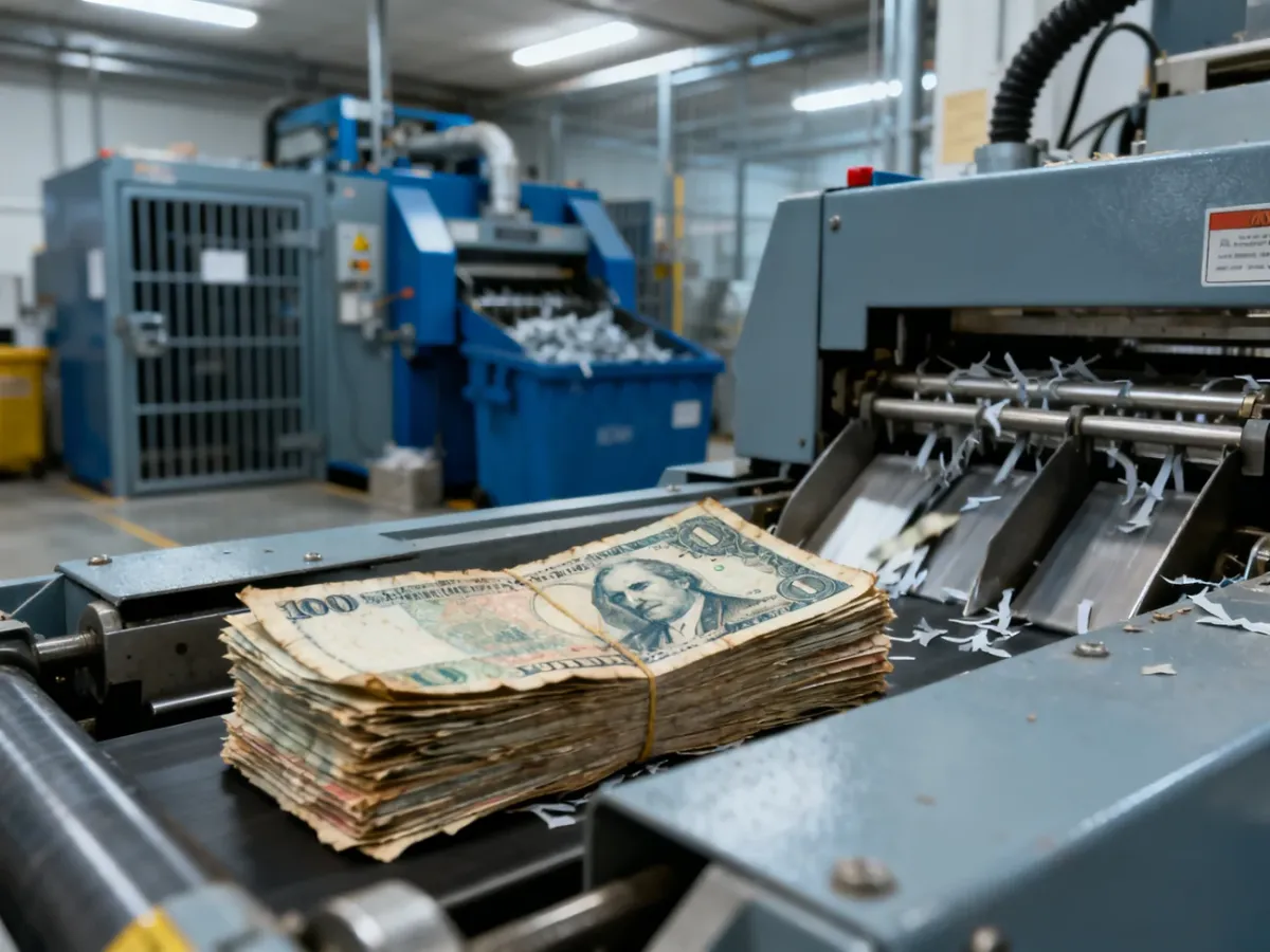 Automated sorting machines processing worn banknotes in a secure industrial facility